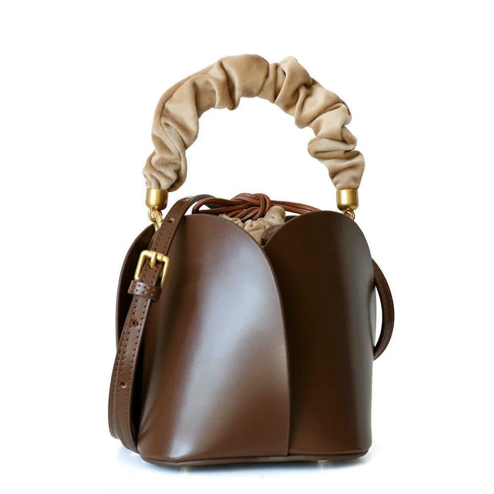 Sac Seau Femme Solide en Cuir Véritable Dames Sacs À Bandoulière Forme De Fleur Fourre-Tout De Luxe Sacs À Main Sacs À Main