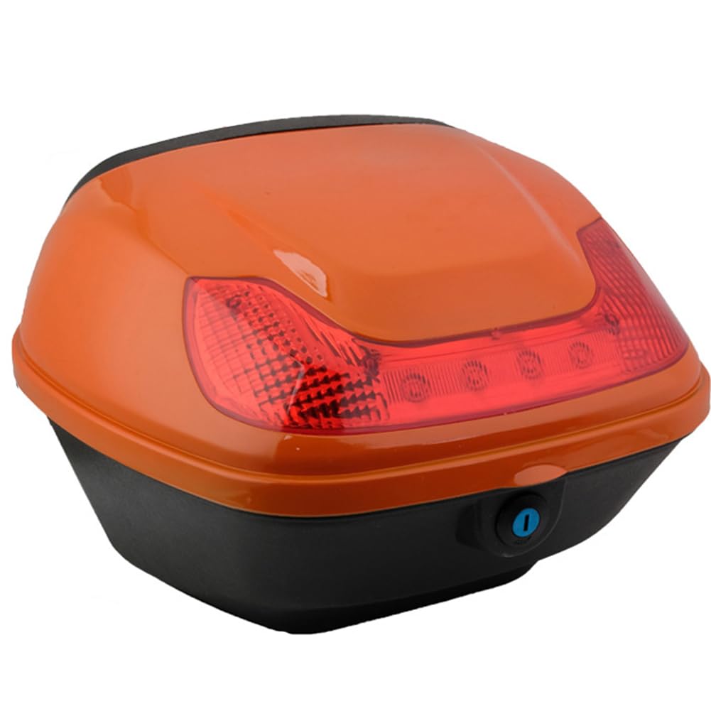 KFGISD, Waterproof Scooter Trunk Luggage Box, with Backrest And Security Lock Storage Carrier Case ,Motorcycle Top Box(Orange)