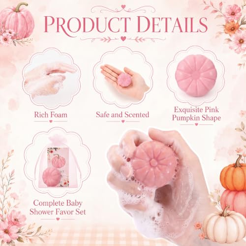 Image of 50 Sets Fall Pumpkin Soap Favors Wedding Baby Shower Guest, Pink