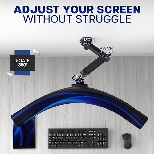 Image of VIVO Premium Ultrawide Monitor Counterbalance Wall Mount for up to 49 inch Screens, Holds 44 lbs, Full Motion, Max VESA 100x100, Black, MOUNT-V101V