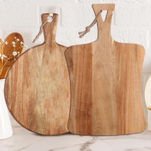 Hsei 2 Pcs Acacia Wood Cutting Board with Handle...