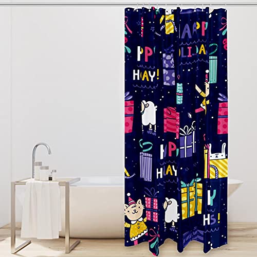 Rideau de douche imperméable de Noël style dessin animé mouton 168x183cm