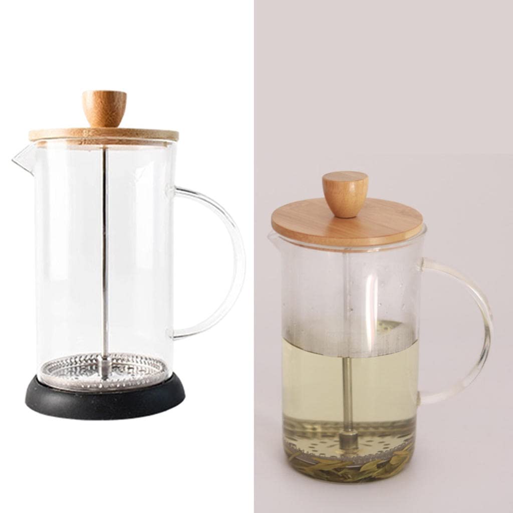 Cafetera de prensa francesa de vidrio con émbolo, jarra de filtración, hervidor de agua para el hogar (color: transparente Tamaño: 600 ml) (transparente 350 ml)
