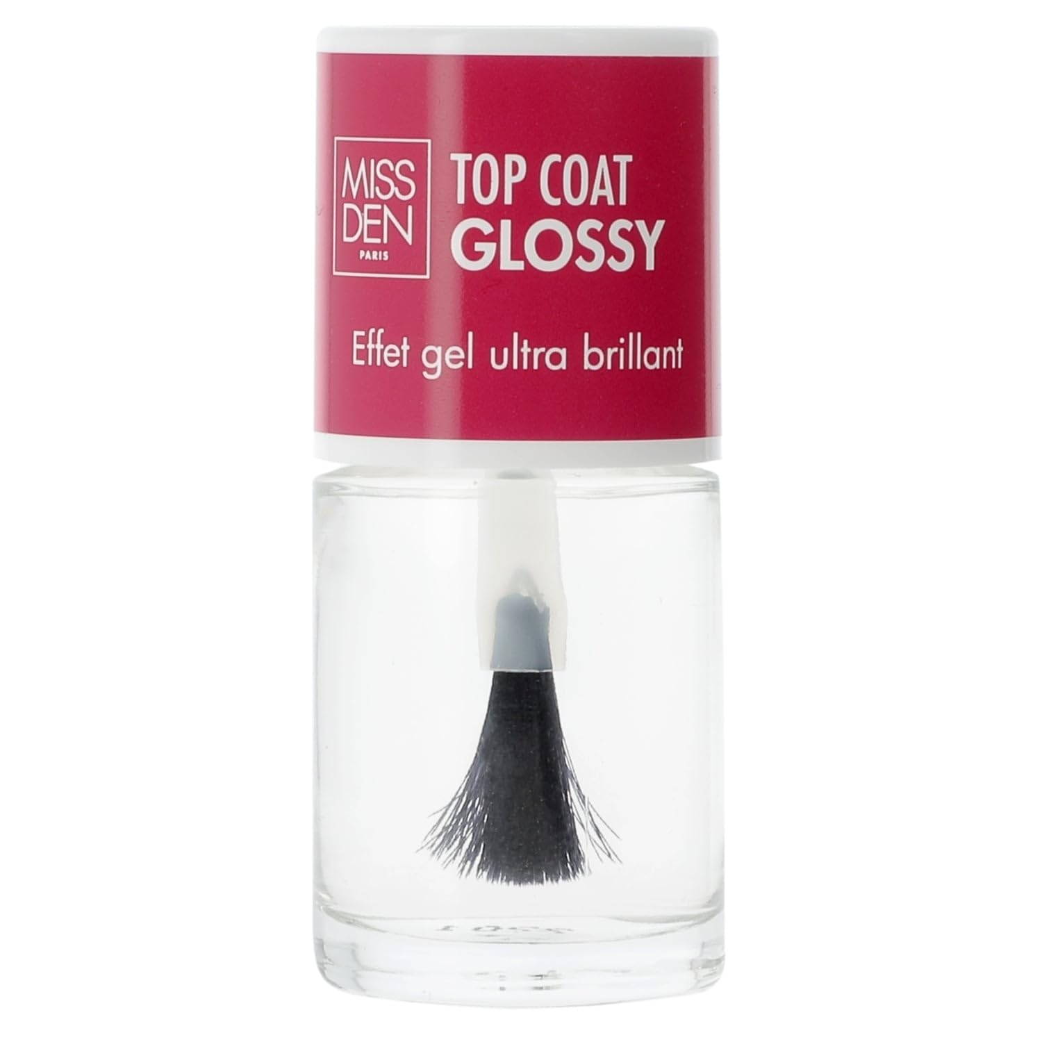 MISS DEN Vernis à Ongles Top Coat Transparent Glossy - Effet Gel Ultra Brillant - Flacon 10 ml - Formule à 90% d'Ingrédients d'Origine Naturelle - Lot de 3