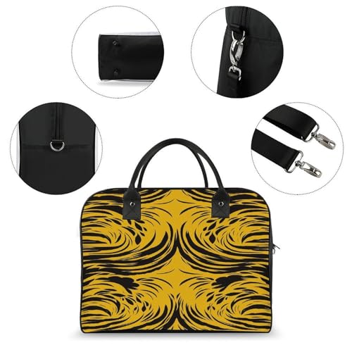 Bolso Tote amarillo mostaza y negro con cremallera y correa ajustable miniatura 6