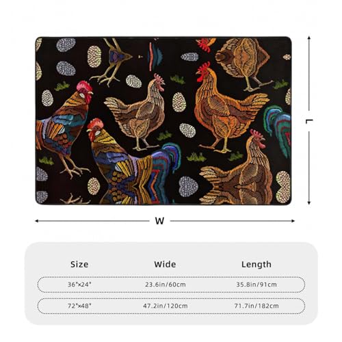 Tapis de chambre EdWal en velours super doux imprimé poule - 4