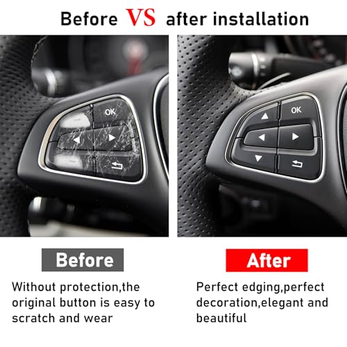 Image of Moonlinks Steering Wheel Button Covers Trim Stickers Fit Mercedes Benz A | For B GLA CLA GLS GLE CLS SL Class Steering Wheel Button lnner Decoration Sticker 12PCS, Black (Model B)