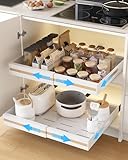 UMDONX 2 Paquete Organizador Armario Cocina Cajones Extraibles Adhesivos - Cajones Deslizables y Estantes para la Despensa, Ancho Ajustable de 30.5 a 51.5 cm, Blanco