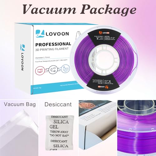 Image of LOVOON 3D PLA Printer Filament 1.75mm, Silk Tricolors PLA Blue /Black /Purple, Magical Multicolor Changing by Angle 3D Printing Filament, Filament Pla Fit Most 3D Printer& 3D Pen, 1kg(2.2lbs) /Spool