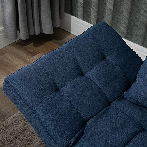 Homcom Single Person 3 Position Convertible Chaise Lounger Sofa Bed With 2 Large Pillows And Oak Frame, Dark Blue #TOP7