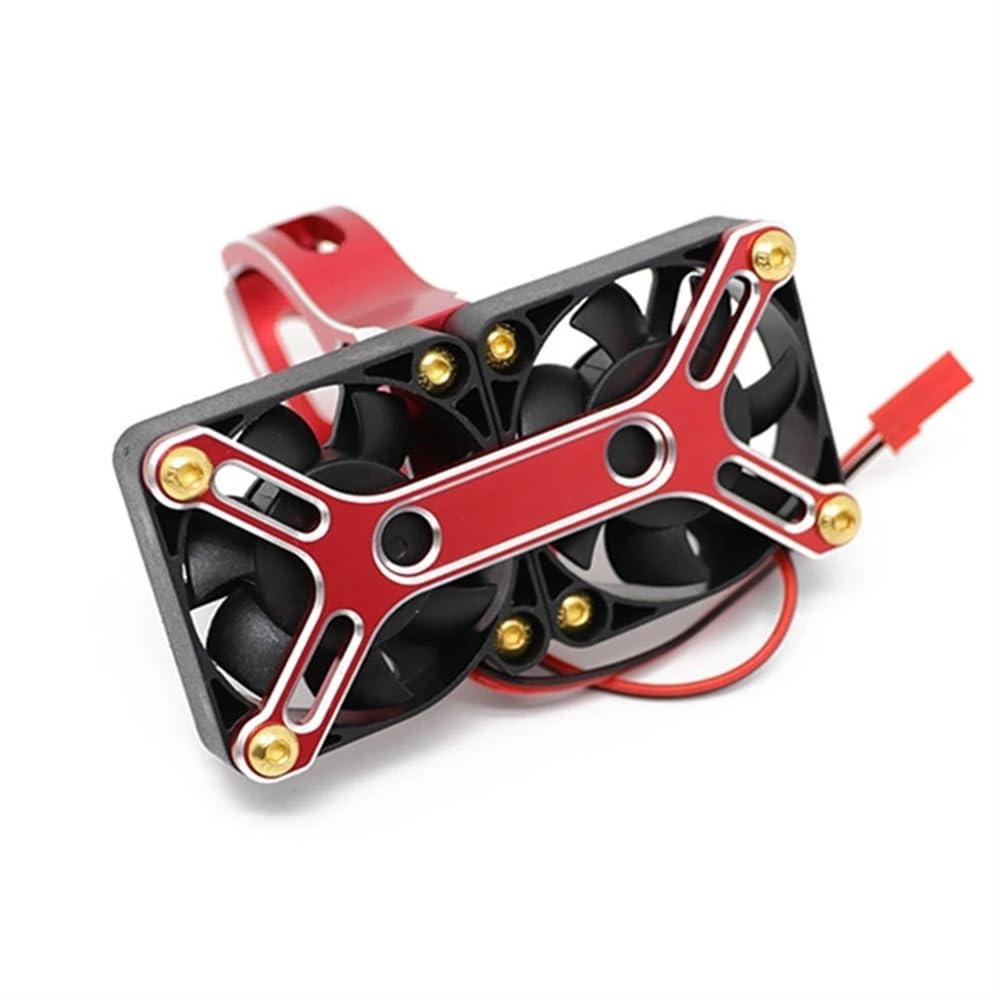 UMTSGYNU Brushless Motor Heat Sink with Dual Cooling Fan Compatible with 1/5 Scale RC Cars Upgrade Parts(RED)