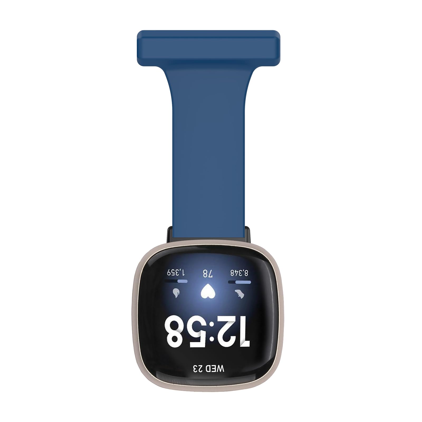 Chofit Nurse Watch Brooch Straps Compatible with Fitbit Versa 4 Bands, Soft Silicone Pin Fob 20mm Strap Watch Band Accessories for Versa 4/Sense 2/Versa 3/Sense (Blue)