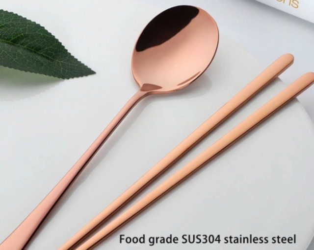 Baguettes De Sourcier Kucensi Lot De 3 Paires De Baguettes Et Cuillères Coréennes En Acier Inoxydable Réutilisables Pour La Maison, La Cuisine Ou Le Restaurant Baguette Chinoise