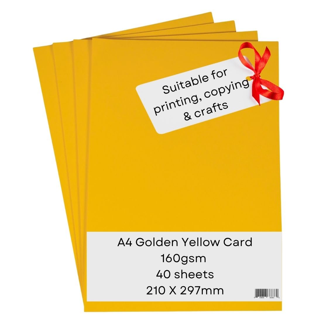A4 Golden Yellow Card Paper Printer - 160gsm 40 Sheets