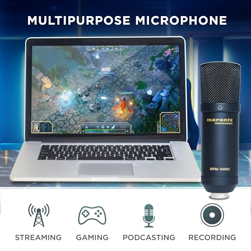 Image of Marantz Professional MPM-1000U USB Condenser Microphone for Gaming, Streaming and Podcasting - Built-In Audio Interface, Desktop Stand, Plug-and-Play, Black