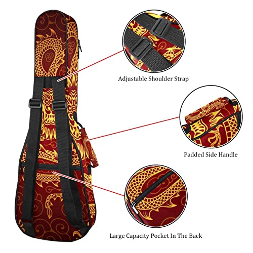 Housse pour ukulélé – Dragon chinois rouge doré – Rembourrage en éponge de 10 mm d’épaisseur – 53,3 cm – Avec sangles… - Les Beatles, Paul McCartney, John Lennon, RIngo Starr, George Harrison Housse pour ukulélé - Dragon chinois rouge doré - Rembourrage en éponge de 10 mm d'épaisseur - 53,3 cm - Avec sangles… – Image 4