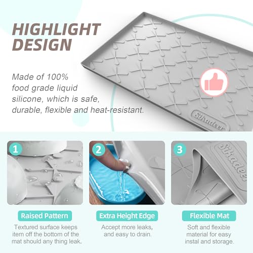 SIKADEER 34" x 22" Under Sink Mat Waterproof, Silicone Mat Kitchen Drawer Shelf and Cabinet Liner, Sink Protector for Bathroom Organizers and Storage, Boot Tray Pet Food Mats