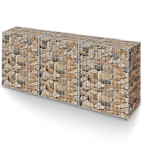 Tandefio Galvanized Steel Gabion Basket Modular Gabion Cages Stone Planter Cages for Garden Projects Quick and Easy Construction Silver (1 Pcs 78.7 x 19.7 x 39.4)