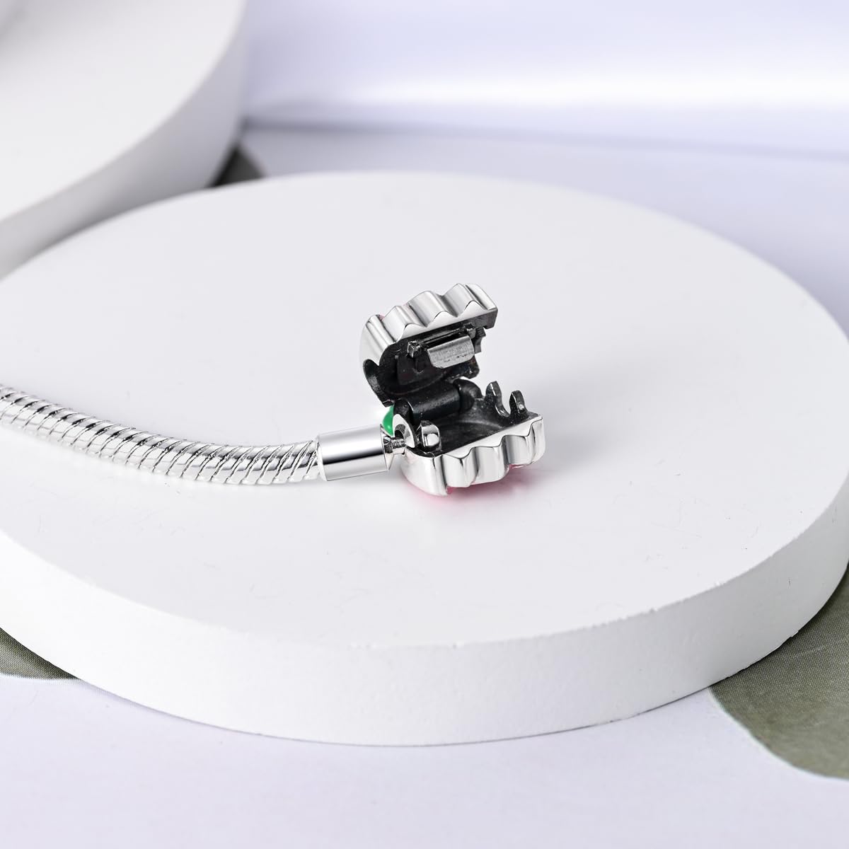 YDYDTTKD Pulsera con Dije de Cadena de Serpiente de Plata de Ley 925, corazón de Mariposa y Mejor Amiga con circonita cúbica 5A para Mujeres y niñas, Regalo para Ella, tulipán romántico, 7,5 Pulgadas