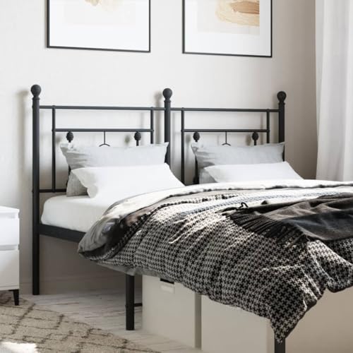 Rantry Testiera in Metallo Nero 140 cm Mobile, Testiera Letto, Testiera del Letto Matrimoniale, Schienale per Letto E Divano
