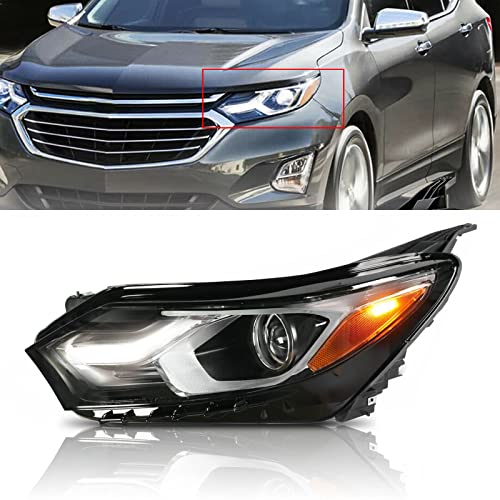 BoardRoad Halogen Headlight Fits for 2018 2019 2020 Chevy Equinox Factory Style LED DRL Headlamps Assembly Direct Replacement Black Housing Clear Lens Left Driver Side