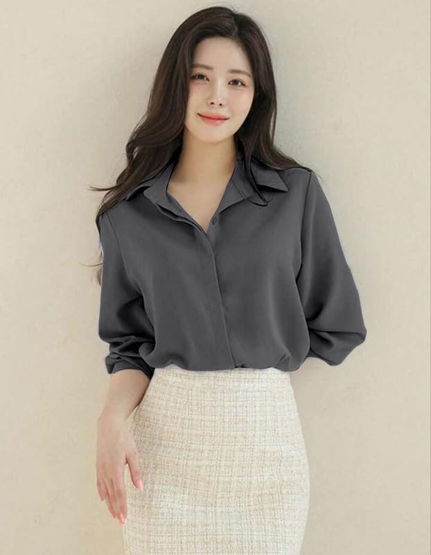 Image of Women's Regular Fit Korean Style Shirts | Stylish Western Shirt with Concealed Placket | Casual & Office Wear Shirt for Women