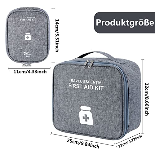 Seasboes 2stk Medikament Tasche, Große Kapazität Notfalltasche, Medikamententasche Leer Erste Hilfe Tasche, wasserdichte Medizin Aufbewahrungstasche für Zuhause Reisen Büro (Gross+Klein, Grau)