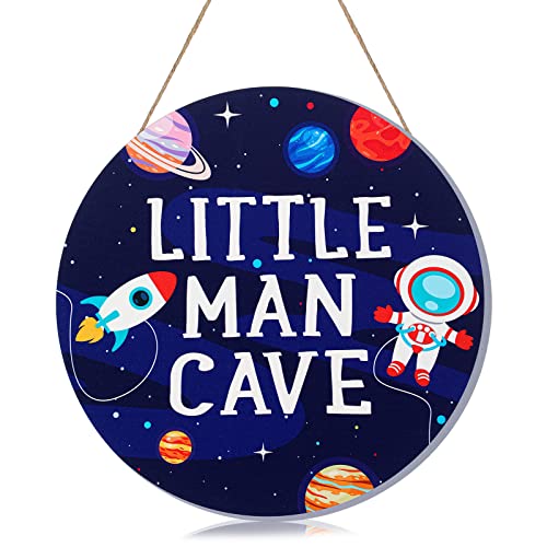 Image of Geelin Space Themed Room Wall Decor for Boys Outer Space Astronaut Nursery Bedroom Decor Wooden Plaque Hanging Art Decoration for Kids Toddler Playroom Door Decorations Birthday Gift, Astronaut
