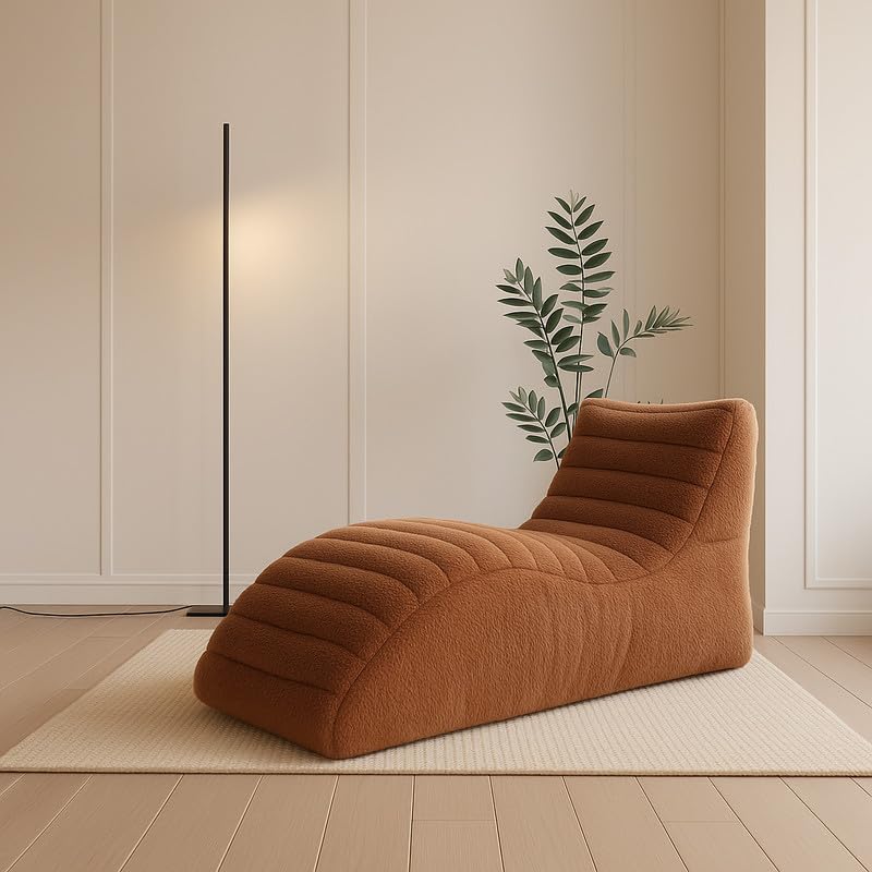 Image of Biggie Bean Bag Chair with Beans Filled 6XL Sun Lounger-Laziness Pro Max-Tantric Chaise Lounge Design-Love Seat with Free Cushion & Footrest (Made of : Soft Fur Brown)