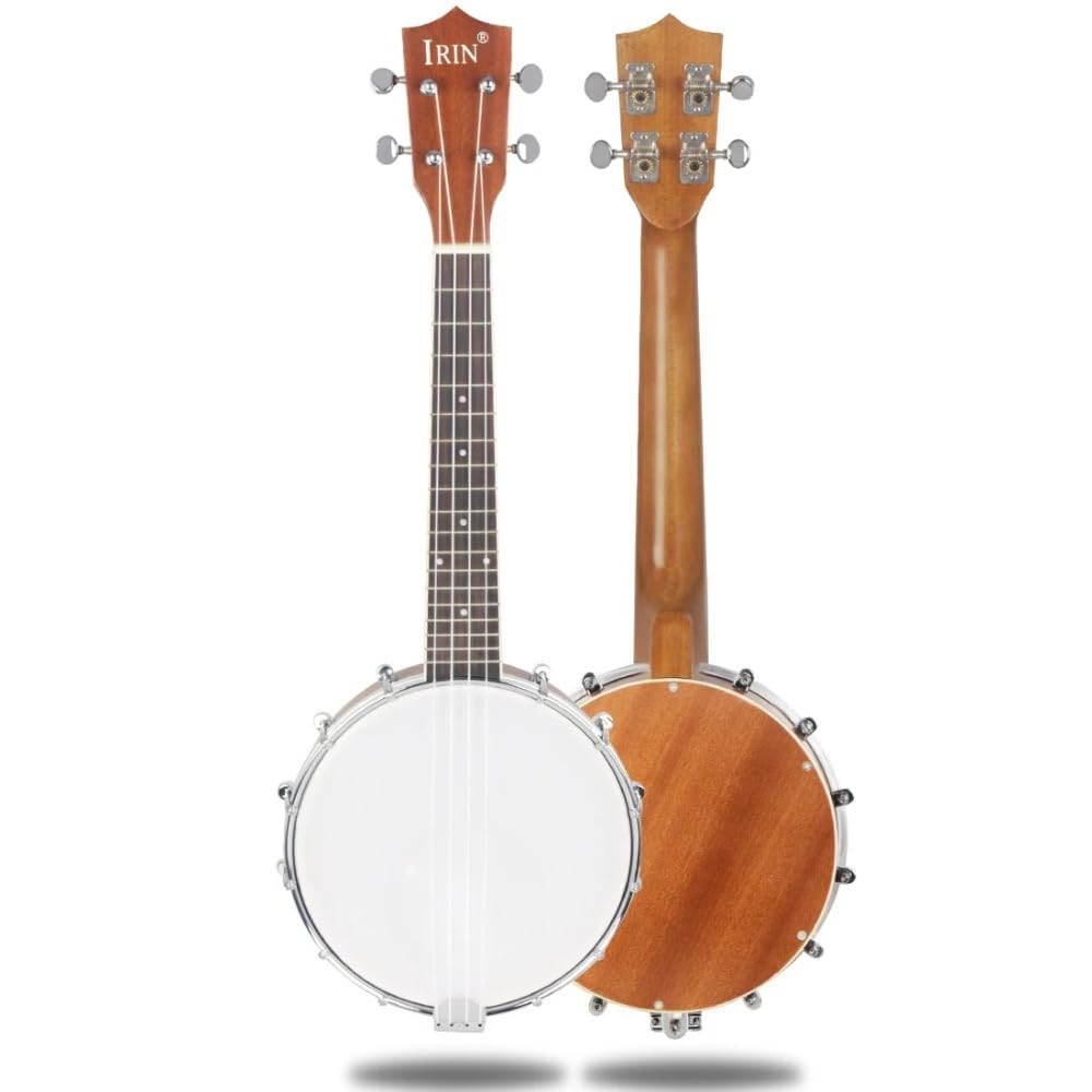 4-Saiten Banjo mit Ahornhals & Palisandergriffbrett – inklusive Stimmgerät, Gurt, Reinigungstuch & Picks – professionelle Ausstattung für Banjo-Spieler und Bühnen-Einsatz (4 string banjo)