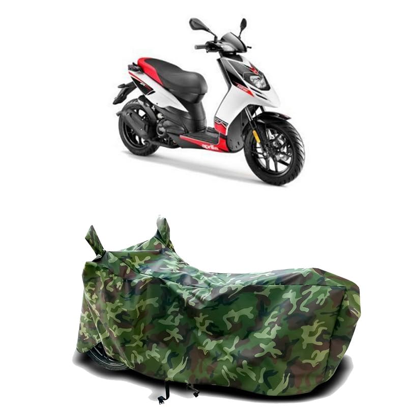 Image of DUFFEL-100% Heat Protection Two Wheeler Bike /Scooty Body Cover for Aprilia SR-150 Water Resistance /UV-Rays /Birds Dropping /Scratchproof /Dust Proof /Waterproof[Green Jungle Print]