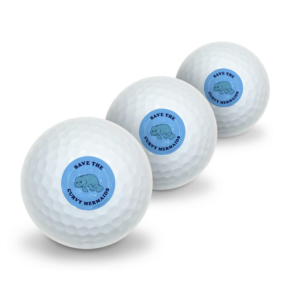 GRAPHICS & MORE Save The Curvy Mermaids Manatee Funny Humor Novelty Golf Balls 3 Pack