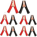 Greluma 10 Pcs Pinzas de cocodrilo de batería de Coche de 90mm de Largo, Pinzas de batería aisladas 100A, Abrazaderas de Cable de Puente de Cobre para Coche camión vehículo Barco