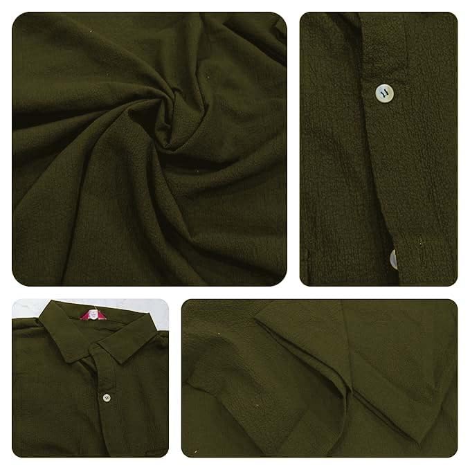 Image of GRECIILOOKS Shirt for Man | Classic Summer Shirt for Man | Men's Regular Fit Soft Cotton Blend Casual Shirts with Button Closure