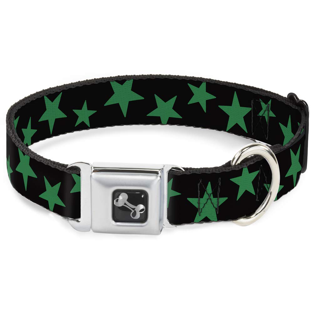 Collier de chien os Buckle Down étoiles noir et vert réglable pour petit chien