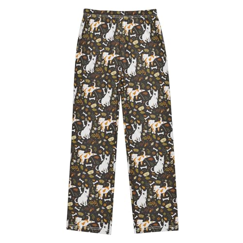 ZZXXB Terrier Dog and Bones Boys Long Pants Soft Trousers Elastic Waist Kids Lounge Bottoms with Pockets S-XL