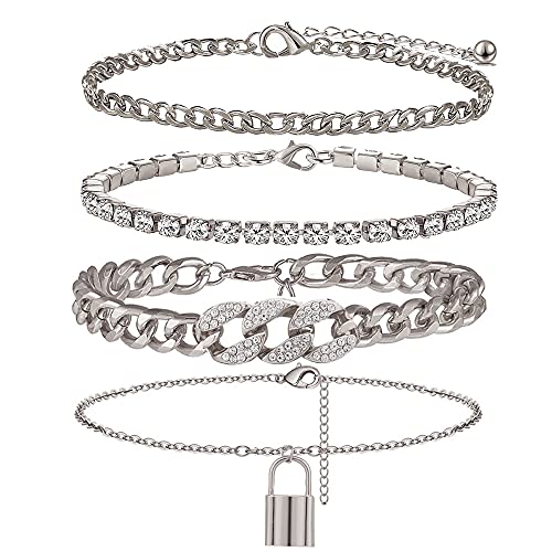 Image of yfstyle Butterfly Ankle Bracelet for Women Rhinestone Anklets Bulk Adjustable Layered Beach Ankle Bracelet Braided Chain Anklet Charm Ankle Bracelet Jewerly Gift