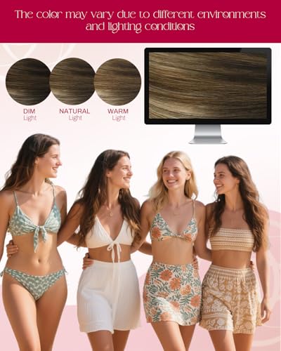 Image of Moresoo Nano Tip Hair Extensions Human Hair, Ginger Creamy Blonde, 24 Inch
