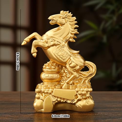 Estatua Caballo Feng Shui Dorado 3.5 in miniatura 2