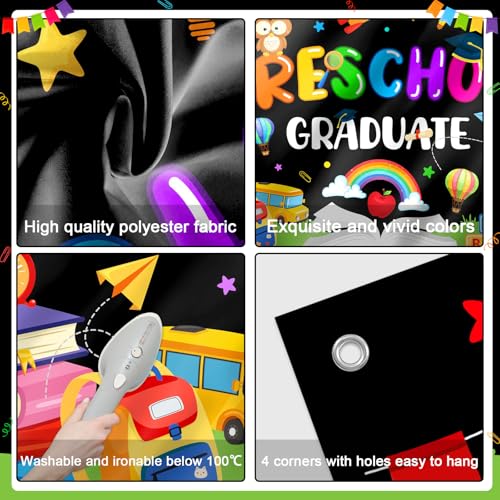 Banner de graduación preescolar 6x3.6ft negro miniatura 3