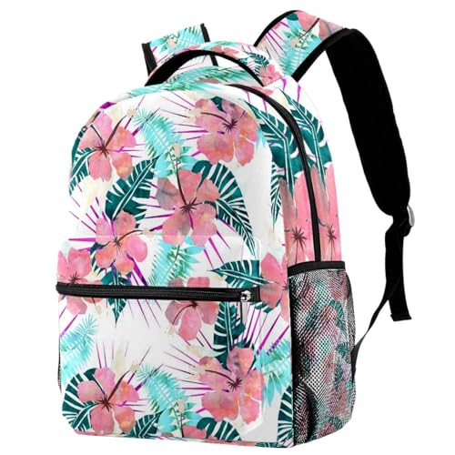 Sac à dos d'école pour adolescents et filles grand sac de voyage rose floral