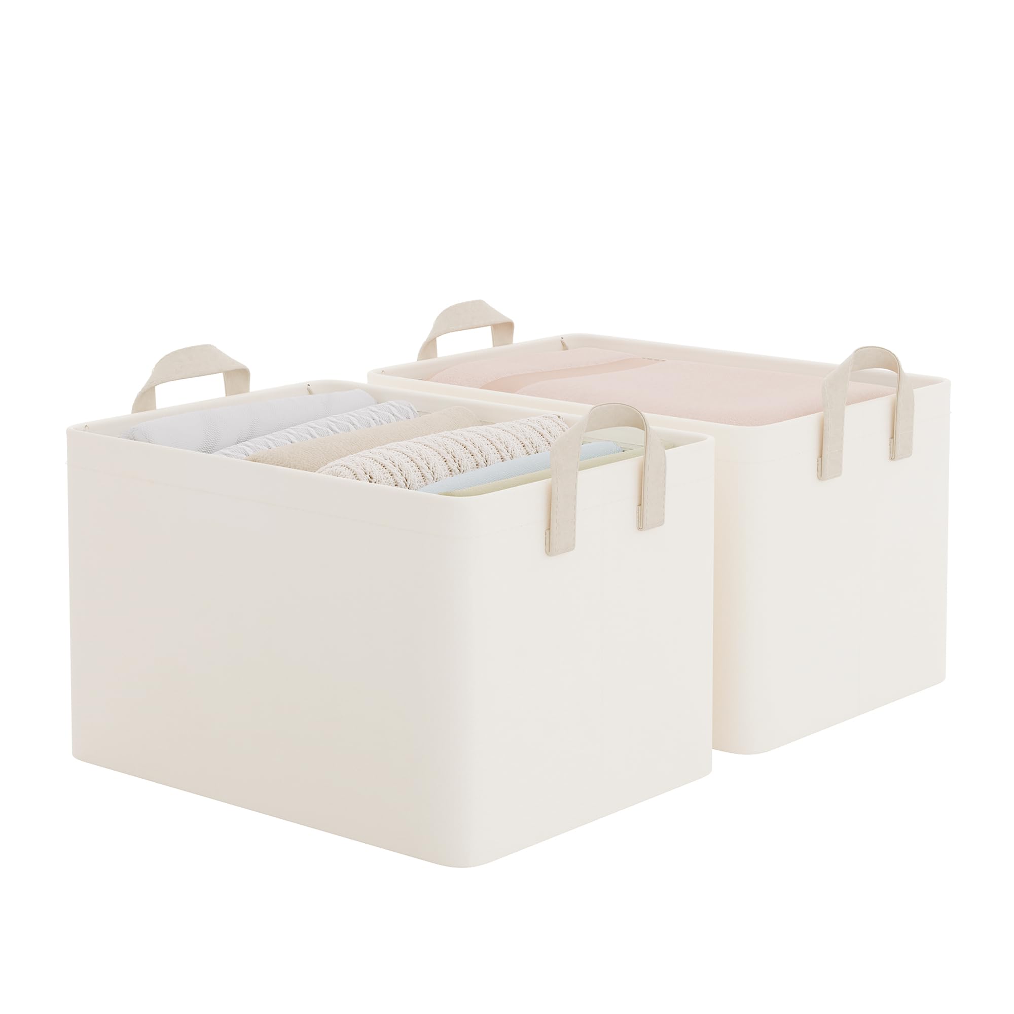 Photo 1 of StorageWorks Fabric Storage Bins, Beige, 2-Pack