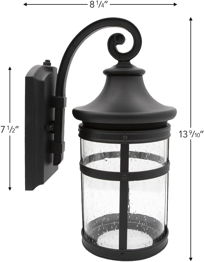 Maxxima LED Outdoor Porch Light w/Seeded Glass, Dusk to Dawn Sensor, 700 Lumens, 3000K Warm White