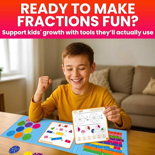 Image of QUOKKA Magnetic Puzzles for Kids Ages 4-6 - Magnetic Fractions Learning Set for Kids 6-12 - Math Games for Homeschooling, Classrooms & Travel - 110 Magnets, 12 Task Pages, Marker - Toddler Travel Toys