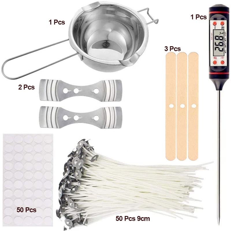 Kit per la creazione di candele fai da te strumenti artigianali con melting pot 100pcs stoppino candela stampo termometro per la casa aroma candela strumento per la produzione di candele TH0JY-1210