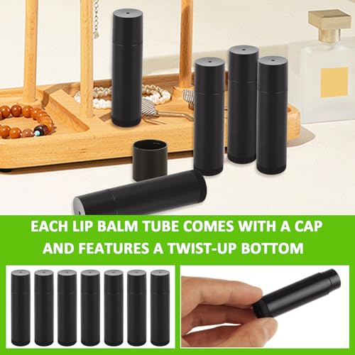 150 Pack Empty Lip Balm Tubes, 5ml/5g Plastic Lipsticks Filling Containers with Filling Tray and Spatula, Lip Balm Tube with Caps for Women Girl DIY Handmade Chapstick, Lipsticks, Black3
