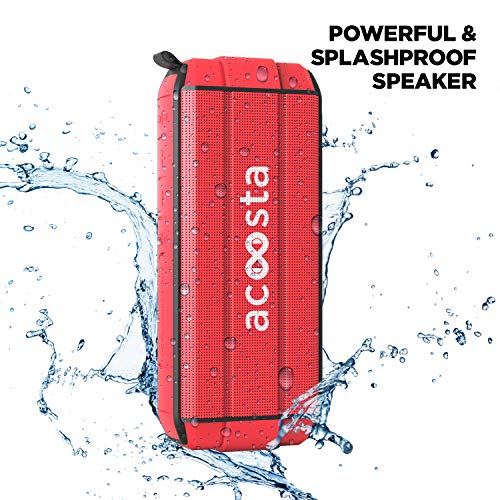 Image of ACOOSTA BOLD 370, IPX5 Waterproof, Portable Wireless Bluetooth Speaker with Bass, 3600 mAh Battery (Upto 24hrs of Playback), True Wireless Stereo, Built in Mic, SD Card & Aux (Scarlet Red)