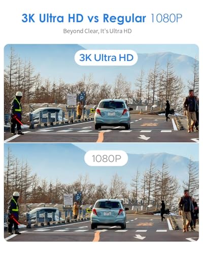 KAWA Dash Cam 3K Avant,Camera Voiture 1620P,WiFi&APP,Commande vocale,Carte SD 32GB Incluse,Vision Nocturne,Mode Parking 24/7,Capteur G,Enregistrement en Boucle,Dashcam Camion,RV, SUV,Noir – vue 3