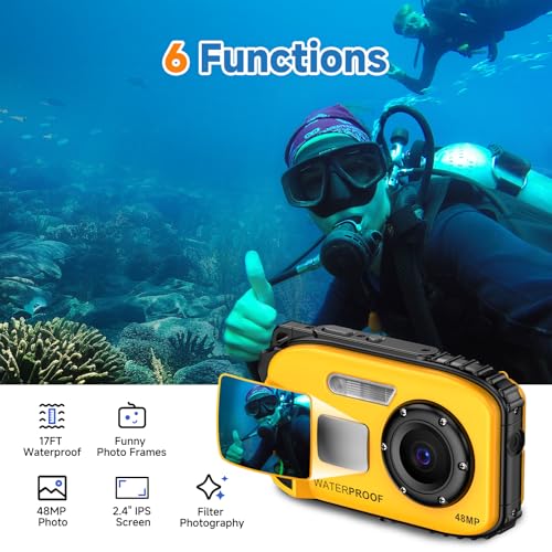 Image of Underwater Floating Digital Camera - 48MP HD Bare-Body Waterproof Camera, No Case Needed for Underwater Fun & Childhood Memories (Orange)