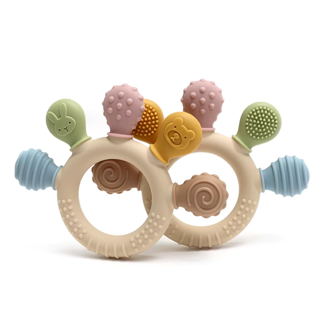 Silicone Baby Teether Ring - Soft Food Grade Silicone Teething Toy for Babies 3 Months+, Easy Grip Infant Teether for Soothing Gums